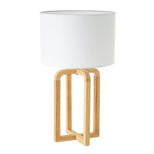 LOLAhome Lámpara de mesa geométrica de lino y madera natura…