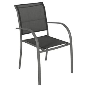 Hespéride - Sillón de jardín apilable Piazza Antracita y Gr…