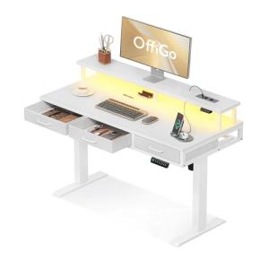 OffiGo Mesa Elevable Escritorio con Cajones, 120cm Escritor…