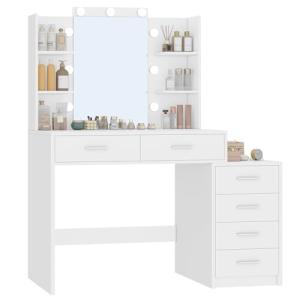 TEENFON Tocador de Maquillaje con Espejo y Luces, 6 Cajones…