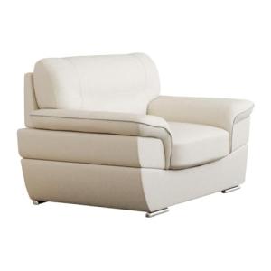 Vente-unique-Sillón de Piel Thibault - Blanco Marfil