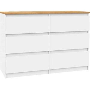 VBChome Cómoda con 6 cajones, color blanco, roble 120 x 39…