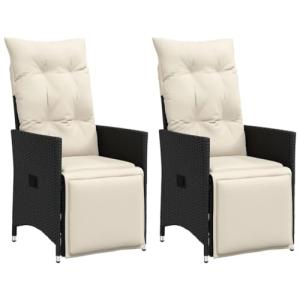 vidaXL Sillones reclinable jardín Cojines 2 uds ratán sinté…