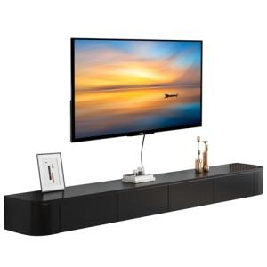 MWIDCIEW Mueble TV Suspendido Premontado Moderno Negro Mueb…