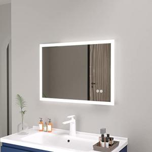 Plumbsys Espejo de Baño con Luz LED,50x70cm, Antivaho, Inte…