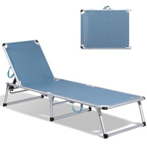 Homecall - Tumbona plegable de aluminio sin parasol, Azul