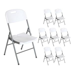 THINIA HOME Pack 8 Sillas Plegables Blancas con Asa 47x58x8…