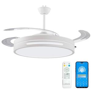 LEDUNI Ventilador con Luz LED con mando APP 50CM, Motor DC…