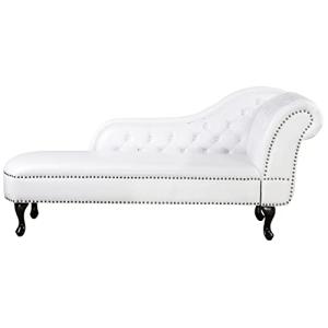 Chaise longue de piel sintética blanca con botones versión…