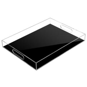 Bandeja acrílica negra transparente resistente para servir,…