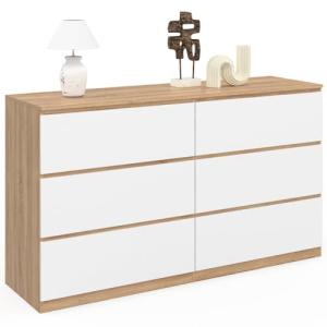 IDMarket TOMI XXL - Cómoda 6 cajones (140 cm, madera de hay…