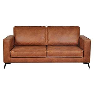 Miliboo Sofá de Piel 3 plazas Vintage coñac Sonny - Piel de…