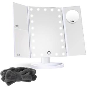 Espejo Maquillaje con Luz Tocador Plegable con Accesorio Es…