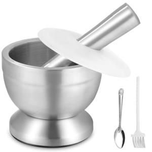 Mortero de Cocina de Acero Inoxidable Con Cuchara y Tapa de…