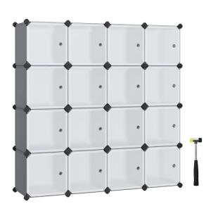 SONGMICS Estantería Modular, Armario Modular de 16 Cubos, E…