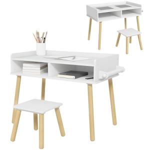 HOMCOM Juego de Mesa y Silla Infantil Mesa para Niños con T…