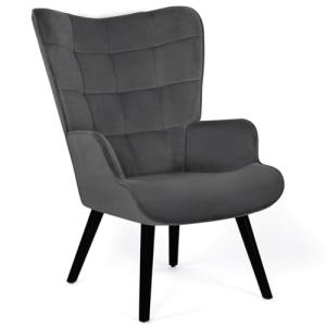 IDMarket - Sillón escandinavo ANIA de terciopelo gris