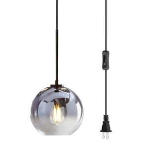 KCO Lámpara colgante enchufable con forma de globo de crist…