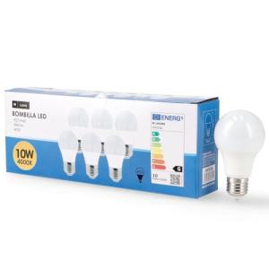 M Ledme - Pack 6, Bombilla Led E27 A60 10W, Luz neutra (400…