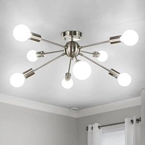LynPon Lampara Techo Cromo Sputnik Plateada 8 Luces Industr…