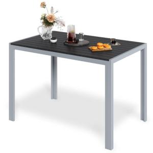 LIFERUN Mesa de jardín con marco de aluminio, 110 x 70 cm,…