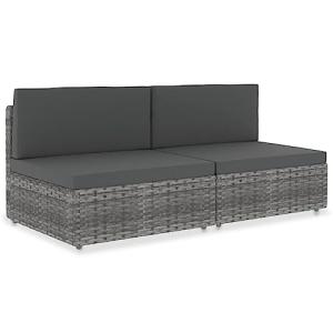 OHOOWOO Sofá seccional de 2 plazas de ratán sintético Gris,…