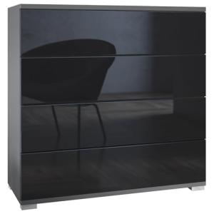 Vladon Cómoda Pavos V3, Aparador con 4 cajones Antracita Ma…