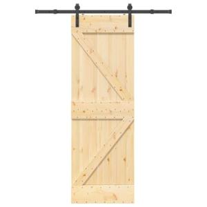 vidaXL Puerta corredera con herrajes madera maciza de pino…