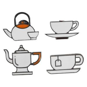 Healvian 4piezas Broche De Tetera De Café Esmaltado Joyería…