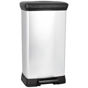 Curver - Cubo de basura con pedal 50L, acabado color acero,…