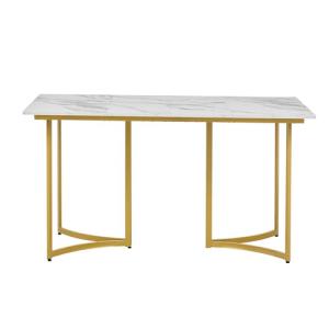 Idemon Mesa de comedor moderna de color blanco con efecto m…