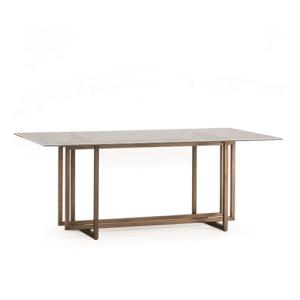 HABITMOBEL Mesa Comedor 190X100X75 Cristal/Metal Dorado