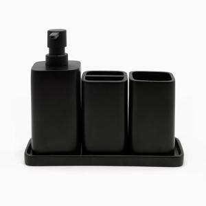 ZCCZ Juegos de Accesorios de baño 4 Piezas Negro con Dispen…