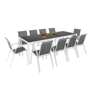 IDMarket – Salón de jardín Madrid Mesa 240 CM y 10 sillas a…