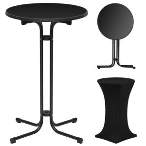 WOLTU Mesa de Bar Plegable, Mesa Alta Bar Redonda, Mesa Red…