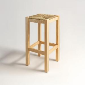 Taburete Rústico de Madera y Paja Növik – Estilo Nórdico Es…