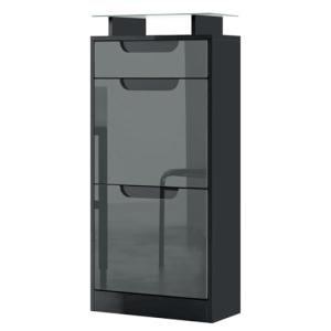 Vladon Gabinete de Zapatos Fiesta V2, Cuerpo en Negro Mate/…