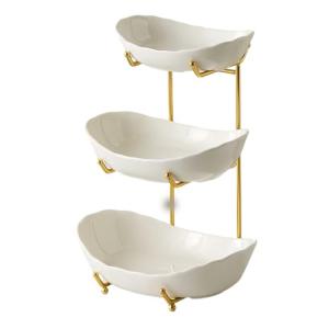 Frutero blanco con soporte de metal, cuencos multifuncional…