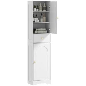 HOMCOM Armario Alto de Baño Estrecho con 2 Puertas Arqueada…