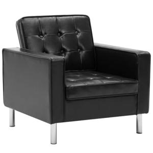 vidaXL Sillón Tapizado Piel Sintética Negra 75x70x75cm Mobi…