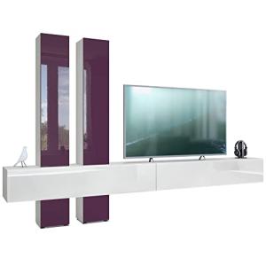 Vladon Mueble Alto Moja - Blanco Mate & Blanco/Zarzamora de…