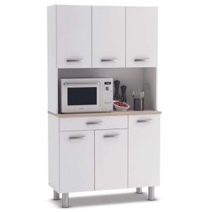 Armario Buffet de Cocina con 6 Puertas Color Blanco y Roble…