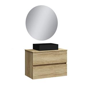 BAIKAL Mueble de Baño Onyx Black, 2 cajones, suspendido en…