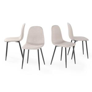 Homy Casa Juego de 4 sillas de Comedor de Tela Suave flamea…