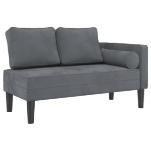 vidaXL Sofá diván con Cojines Terciopelo Gris Oscuro, Chais…