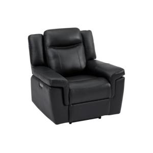 Vente-unique-Sillón Relax eléctrico de Piel Kenneth - Negro…
