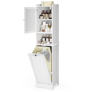 Xbro Mueble Baño con Cesto para Ropa, Armario Columna con E…