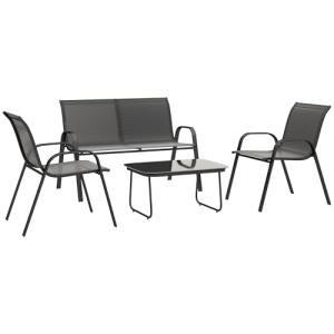 Outsunny Conjunto de Jardín Exterior 4 Piezas Muebles Jardí…