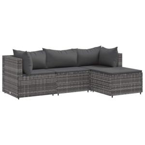 vidaXL Set de Muebles de jardín 4 pzas y Cojines ratán sint…