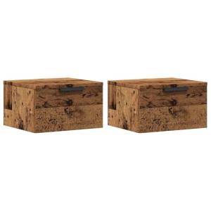 vidaXL Mesitas de Noche de Pared 2 uds Madera Envejecida 34…